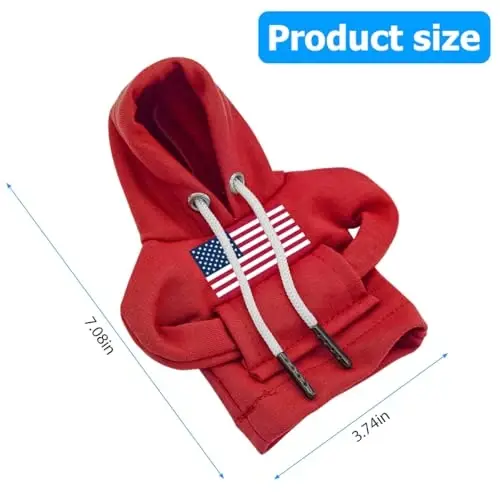 BELOMI Ameican Flag Car Gear Shift Hoodie, Sweater Vehicle Gearshift Protector, Patriotic Automotive Interior Shifter Stick Cover Decoration Accessories, Universal for SUV, Sedan, Truck (Red, 2PCS) - 2