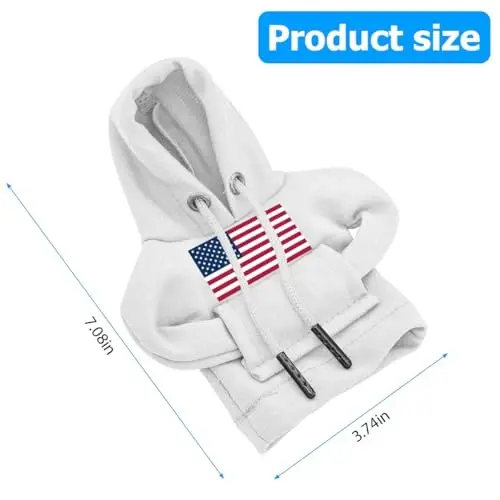 BELOMI Ameican Flag Car Gear Shift Hoodie, Sweater Vehicle Gearshift Protector, Patriotic Automotive Interior Shifter Stick Cover Decoration Accessories, Universal for SUV, Sedan, Truck (White, 2PCS) - 2