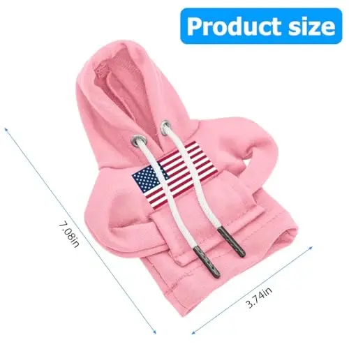 BELOMI Ameican Flag Car Gear Shift Hoodie, Sweater Vehicle Gearshift Protector, Patriotic Automotive Interior Shifter Stick Cover Decoration Accessories, Universal for SUV, Sedan, Truck (Pink, 2PCS) - 2