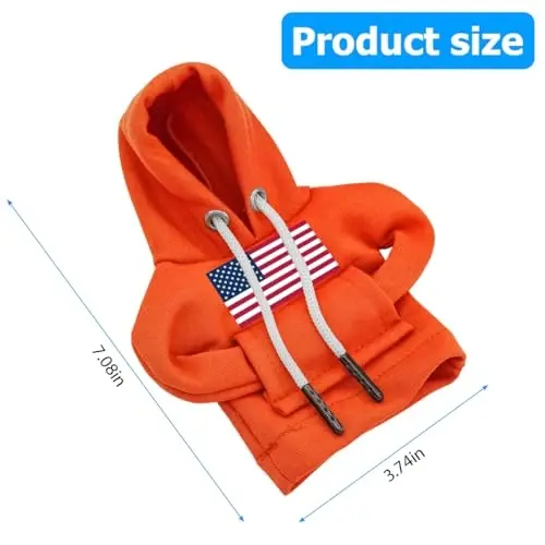 BELOMI Ameican Flag Car Gear Shift Hoodie, Sweater Vehicle Gearshift Protector, Patriotic Automotive Interior Shifter Stick Cover Decoration Accessories, Universal for SUV, Sedan, Truck (Orange, 2PCS) - 2