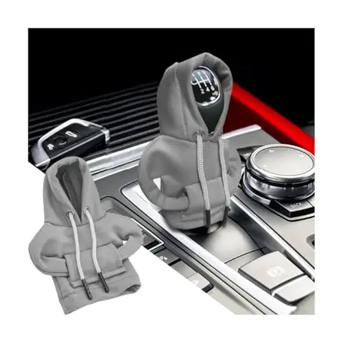 BELOMI Car Gear Shift Cover, Fashionable Hoodie Automotive Gear Shift Knob Protector, Mini Sweater Shirt Gear Shift Knob Cover, Universal Car Decor Accessories (Gray) - BELOMI