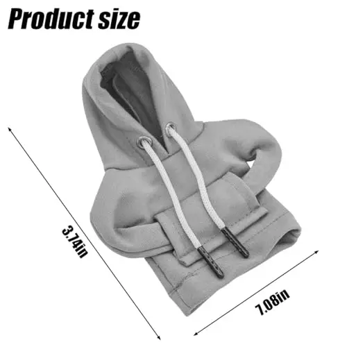 BELOMI Car Gear Shift Cover, Fashionable Hoodie Automotive Gear Shift Knob Protector, Mini Sweater Shirt Gear Shift Knob Cover, Universal Car Decor Accessories (Gray) - 2