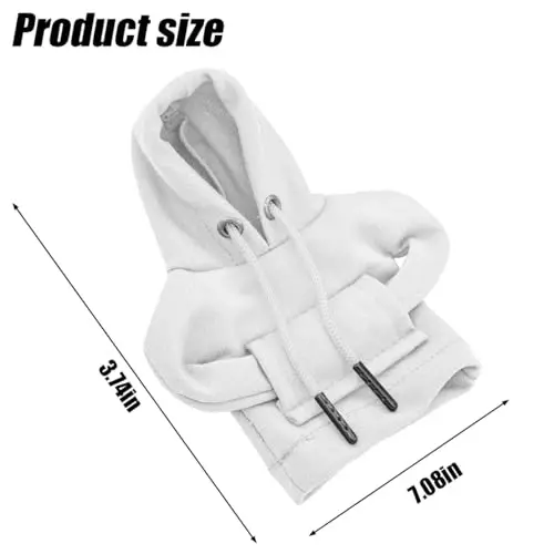 BELOMI Car Gear Shift Cover, Fashionable Hoodie Automotive Gear Shift Knob Protector, Mini Sweater Shirt Gear Shift Knob Cover, Universal Car Decor Accessories (White) - 2