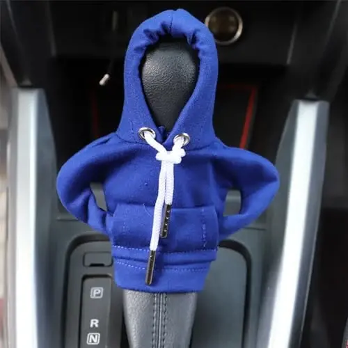 BELOMI Car Gear Shift Cover, Fashionable Hoodie Automotive Gear Shift Knob Protector, Mini Sweater Shirt Gear Shift Knob Cover, Universal Car Decor Accessories (Blue) - 4