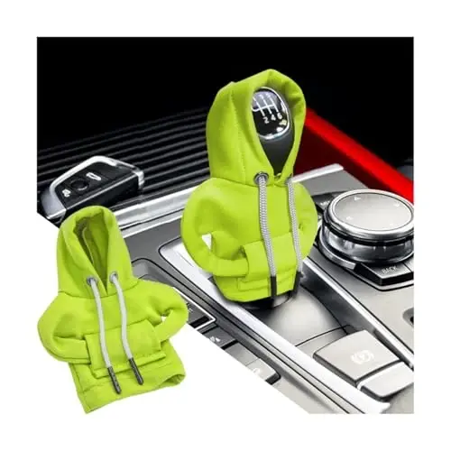 BELOMI Car Gear Shift Cover, Fashionable Hoodie Automotive Gear Shift Knob Protector, Mini Sweater Shirt Gear Shift Knob Cover, Universal Car Decor Accessories (Green) 