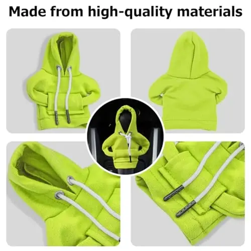 BELOMI Car Gear Shift Cover, Fashionable Hoodie Automotive Gear Shift Knob Protector, Mini Sweater Shirt Gear Shift Knob Cover, Universal Car Decor Accessories (Green) - 3