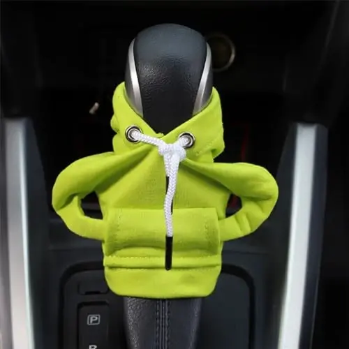 BELOMI Car Gear Shift Cover, Fashionable Hoodie Automotive Gear Shift Knob Protector, Mini Sweater Shirt Gear Shift Knob Cover, Universal Car Decor Accessories (Green) - 5