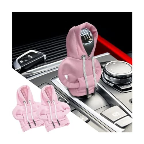 BELOMI Car Gear Shift Cover, Fashionable Hoodie Automotive Gear Shift Knob Protector, Mini Sweater Shirt Gear Shift Knob Cover, Universal Car Decor Accessories (Pink) - BELOMI