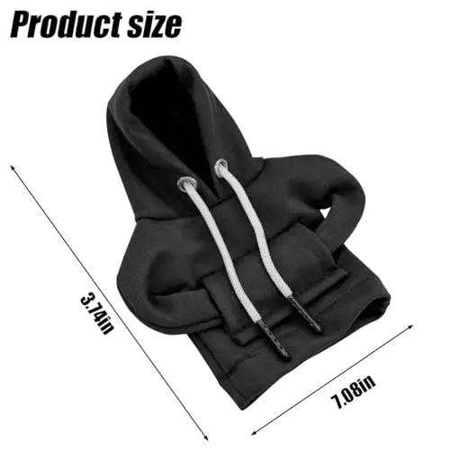 BELOMI Car Gear Shift Cover, Fashionable Hoodie Automotive Gear Shift Knob Protector, Mini Sweater Shirt Gear Shift Knob Cover, Universal Car Decor Accessories (Black) - 2