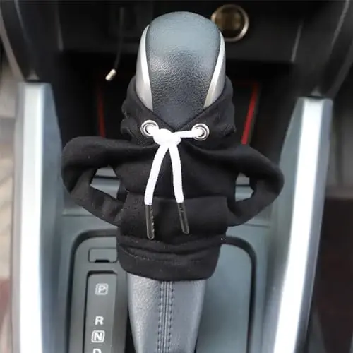 BELOMI Car Gear Shift Cover, Fashionable Hoodie Automotive Gear Shift Knob Protector, Mini Sweater Shirt Gear Shift Knob Cover, Universal Car Decor Accessories (Black) - 5