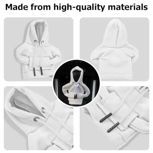 BELOMI Car Gear Shift Cover, Fashionable Hoodie Automotive Gear Shift Knob Protector, Mini Sweater Shirt Gear Shift Knob Cover, Universal Car Decor Accessories (White) - 3