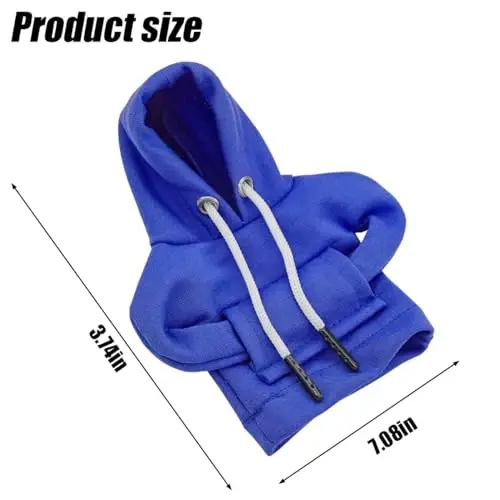 BELOMI Car Gear Shift Cover, Fashionable Hoodie Automotive Gear Shift Knob Protector, Mini Sweater Shirt Gear Shift Knob Cover, Universal Car Decor Accessories (Blue) - 2