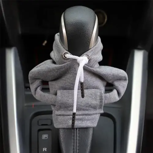 BELOMI Car Gear Shift Cover, Fashionable Hoodie Automotive Gear Shift Knob Protector, Mini Sweater Shirt Gear Shift Knob Cover, Universal Car Decor Accessories (Gray) - 5