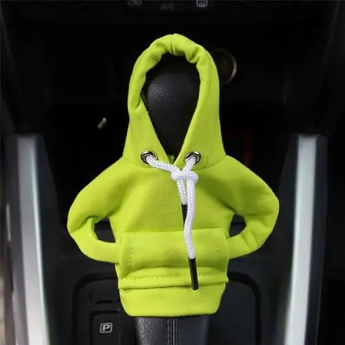 BELOMI Car Gear Shift Cover, Fashionable Hoodie Automotive Gear Shift Knob Protector, Mini Sweater Shirt Gear Shift Knob Cover, Universal Car Decor Accessories (Green) - 4