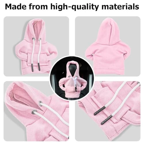 BELOMI Car Gear Shift Cover, Fashionable Hoodie Automotive Gear Shift Knob Protector, Mini Sweater Shirt Gear Shift Knob Cover, Universal Car Decor Accessories (Pink) - 3