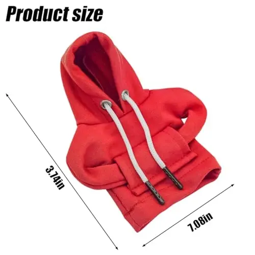 BELOMI Car Gear Shift Cover, Fashionable Hoodie Automotive Gear Shift Knob Protector, Mini Sweater Shirt Gear Shift Knob Cover, Universal Car Decor Accessories (Red) - 2
