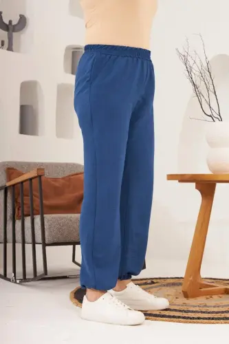 Belt and Leg Elastic Aerobin Plus Size Navy Blue Pants - 2