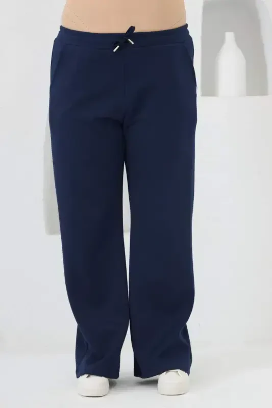 Belted Plus Size Tracksuit Navy Blue - 1