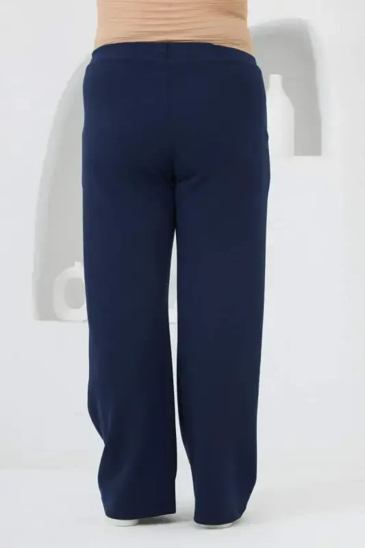 Belted Plus Size Tracksuit Navy Blue - 4