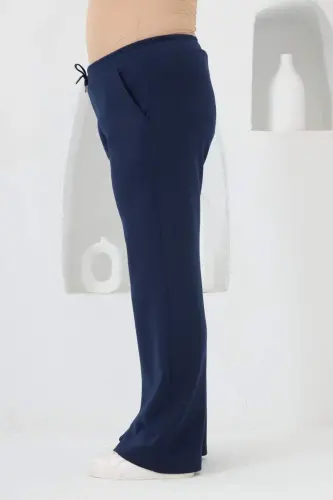 Belted Plus Size Tracksuit Navy Blue - BÜYÜKBEDENIZ (1)