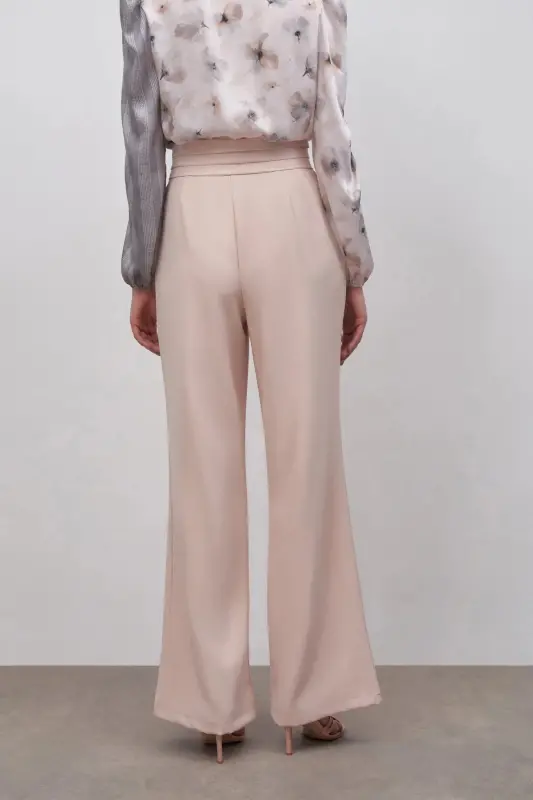 Belt Detailed Pocketed Pants - Beige-BEIGE - 5