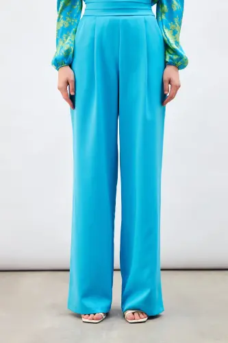 Belt Detailed Pocketed Pants - Blue-BLUE - 3