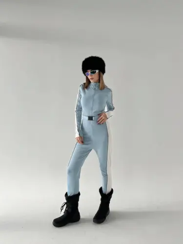 Belt Detailed Zippered Jumpsuit - Baby Blue - BÜYÜKBEDENIZ (1)