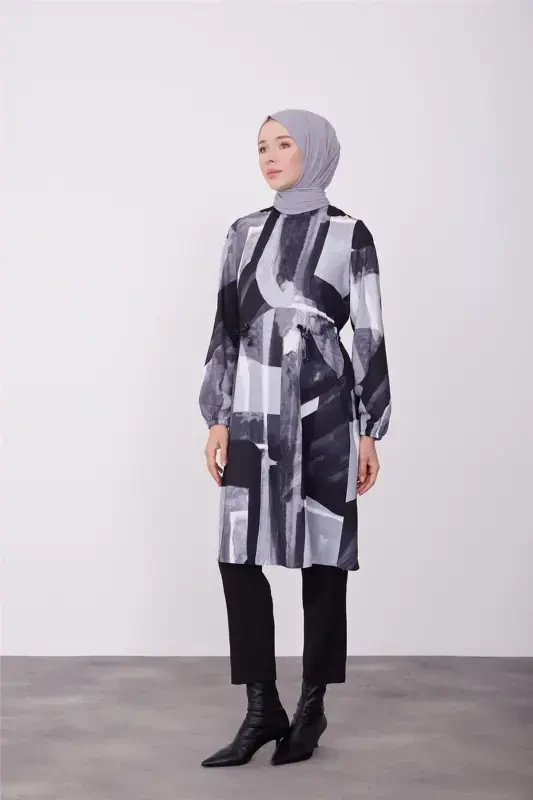 Belt Tunneled Adjustable Tunic 23k4723 Black-Black - ARMINE