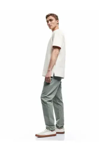 Belted Cotton Pocket Detailed Canvas Chino Pants - 1