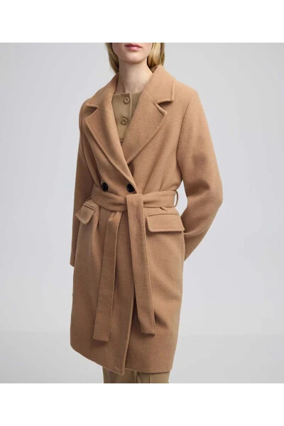 Belted crossover coat - İPEKYOL