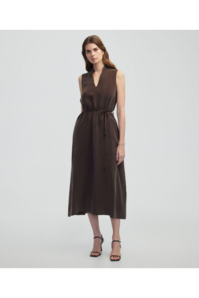 Belted cupro dress - İpekyol