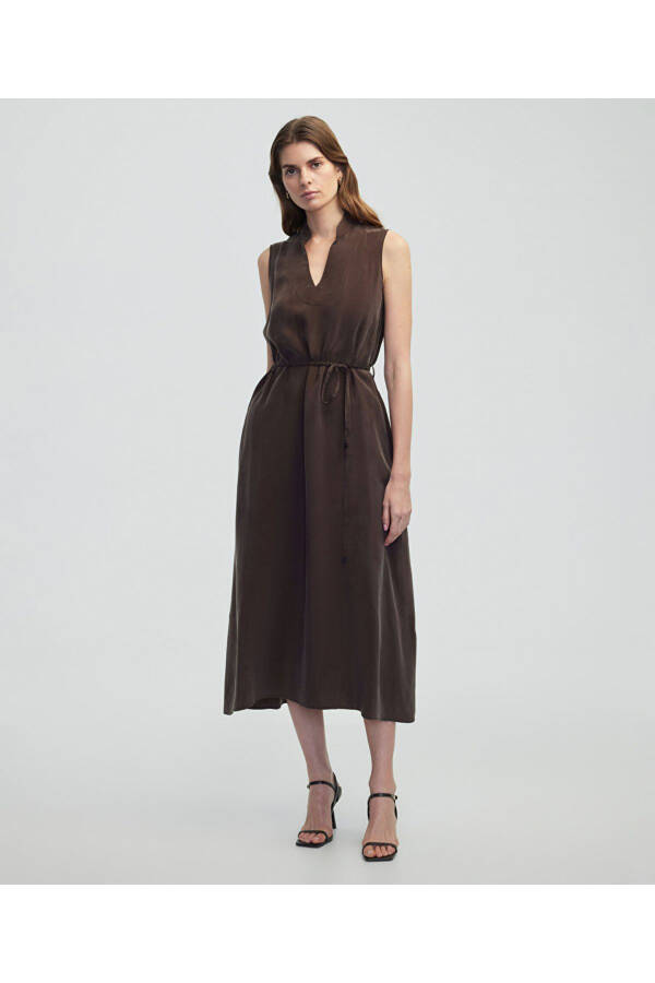 Belted cupro dress - 1