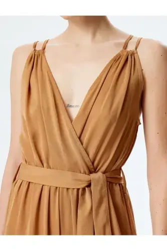 Belted Double Strap Crossover Sleeveless Jumpsuit - 5