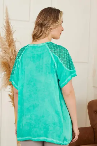 Belted Hem, Off-Shoulder, Plus Size Green Blouse - 6
