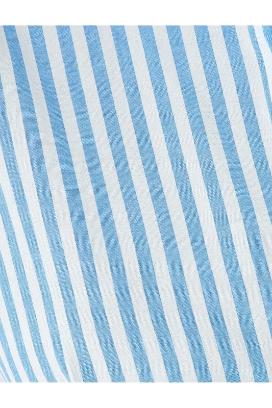 Belted Lined Striped Sleeveless Long Shirt Dress with Pockets - 6