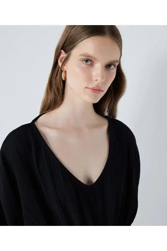 Belted midi dress - Black - 2