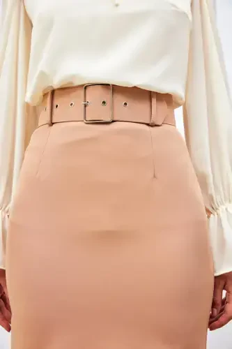 Belted Mini Skirt - CAMEL - 5