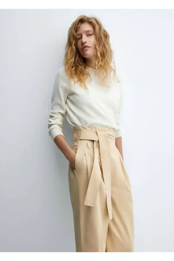 Belted Paperbag Pants - 6