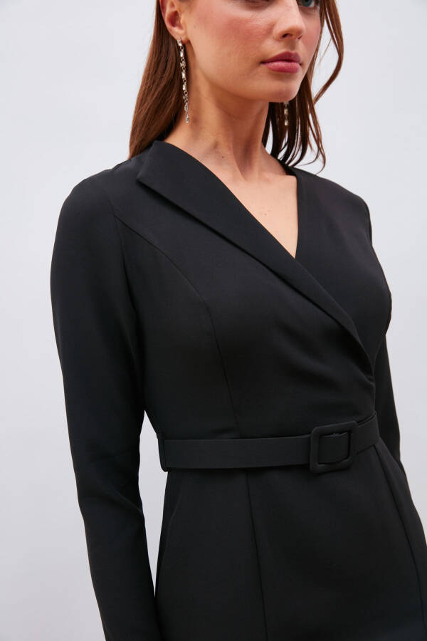 Belted Pencil Dress - Black - 13