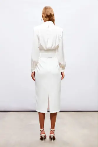 Belted Pencil Skirt - ECRU - 7