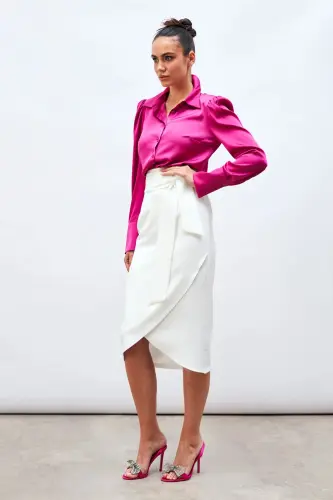 Belted Pencil Skirt - ECRU-ECRU - SATEEN (1)