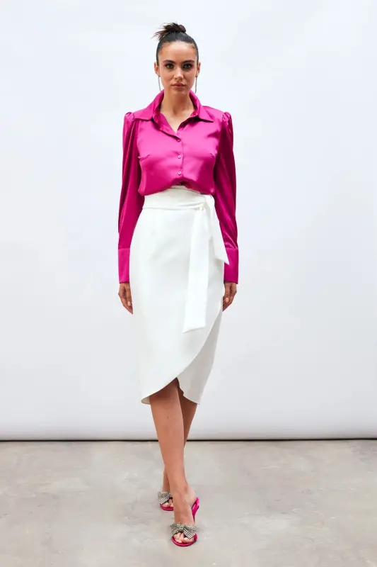 Belted Pencil Skirt - ECRU-ECRU - 3