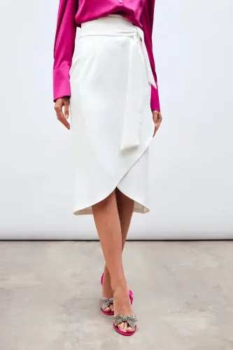 Belted Pencil Skirt - ECRU-ECRU - 4