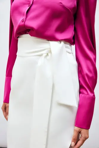 Belted Pencil Skirt - ECRU-ECRU - 5