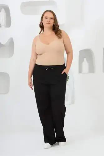 Belted Plus Size Tracksuit Black - 4