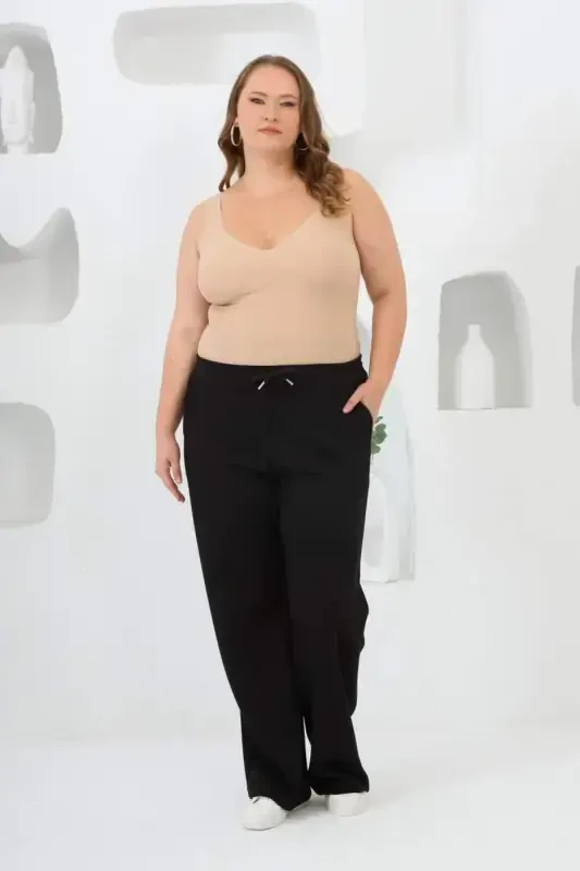 Belted Plus Size Tracksuit Black - 4