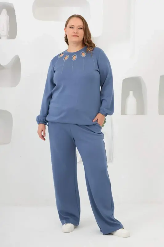 Belted Plus Size Tracksuit Indigo - 5