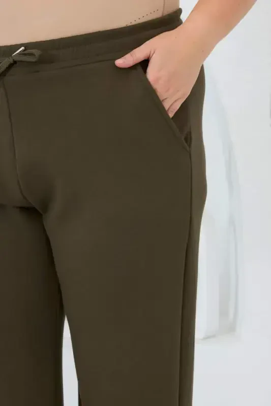 Belted Plus Size Tracksuit Khaki - 4