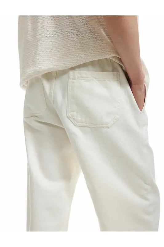 Belted Pocket Detail Cotton Loose Baggy Jean P - 3