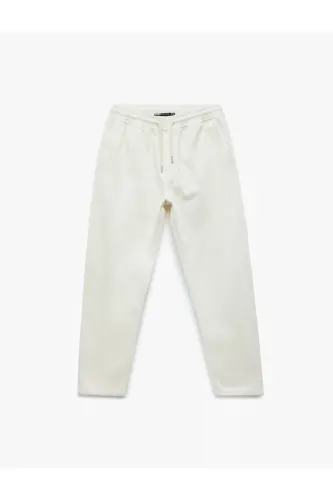Belted Pocket Detail Cotton Loose Baggy Jean P - 4